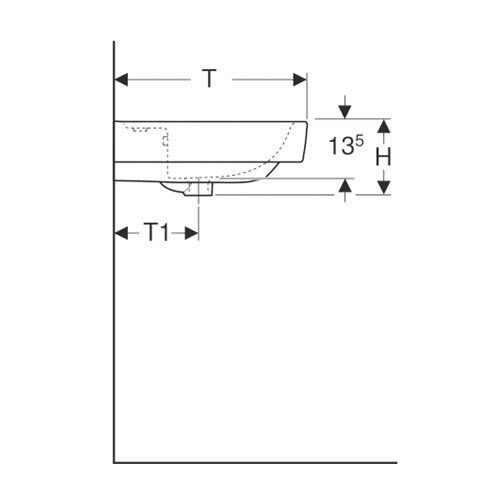 Umyvadlo 55 x 44 cm s otvorem pro baterii a přepadem, RENOVA Nr. 1 PLAN