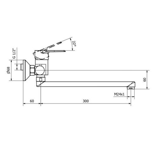 Baterie dřezová nástěnná, ploché ústí 300 mm (rozteč 100 mm), chrom, TRINNITY NEW