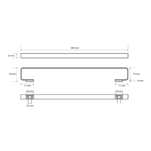 Držák ručníků 600 mm,  SOLO