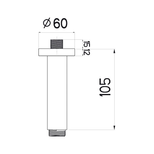 Rameno sprchové 100 mm, XL, pr. 24 mm, chrom, TECHNO 24
