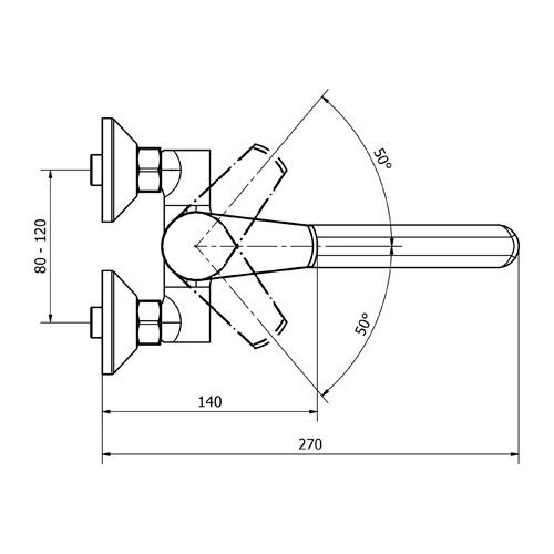 Baterie dřezová nástěnná, ploché ústí 200 mm (rozteč 100 mm), chrom, TRINNITY NEW