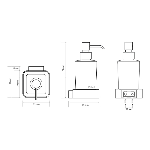 Dávkovač tekutého mýdla, sklo, SOLO