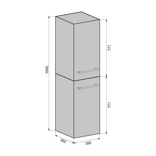 Skříňka závěsná vysoká boční L/P, 35x154,5x35 cm, hnědá ořech, k RENOVA PLAN