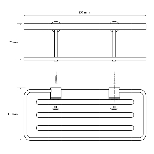 Polička akrylová černá - lesklá, CYTRO
