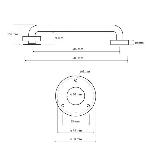 Madlo 500 mm, brus, HELP