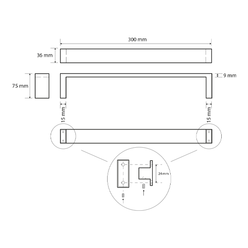 Držák ručníků 300 mm, GAMMA