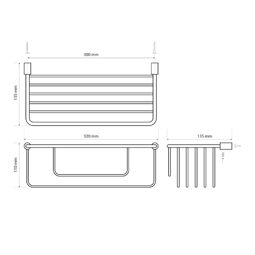 Polička drátěná vysoká 300 mm, CYTRO