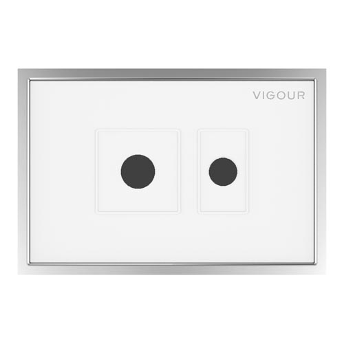 Tlačítko ovládací VIGOUR AI pro WC, sklo, bílá