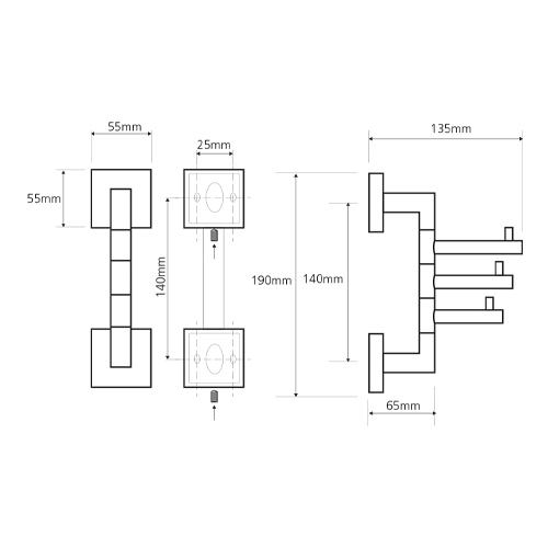 Trojháček otočný 100x190x55 mm, BETA