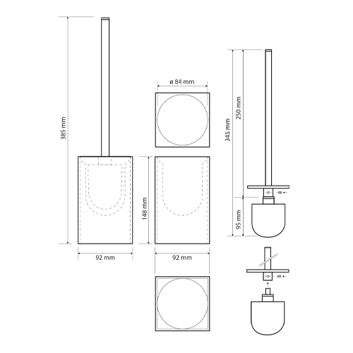Štětka toaletní na postavení, černá, GAMMA
