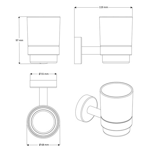 Dávkovač tekutého mýdla, nerez/sklo, povrch černý matný
(SLZD 14N)