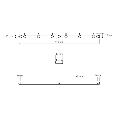 Šestiháček, 410 x 25 x 40 mm, OMEGA