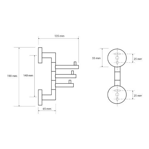 Trojháček otočný 135 x 190 x 65 mm, OMEGA