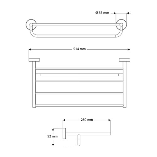 Polička na ručníky s hrazdou, nerez, povrch lesklý
(SLZD 36)