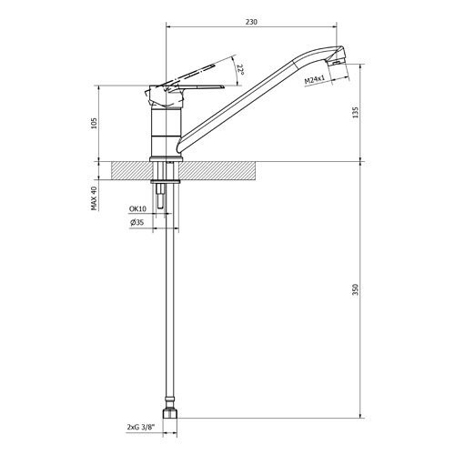 Baterie dřezová stojánková, otočné ústí, chrom, TRINNITY NEW
