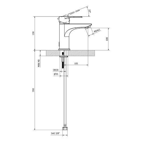 Baterie umyvadlová stojánková bez ovládání odtoku, chrom, TRINNITY NEW