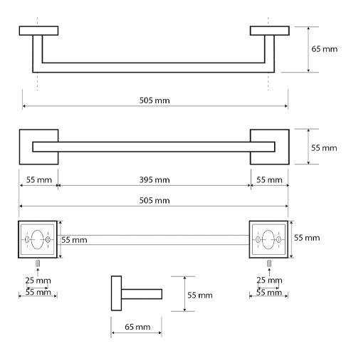Držák ručníků 505 mm, BETA