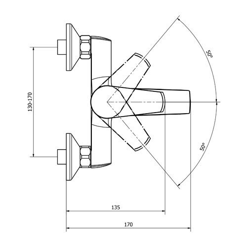 Baterie vanová nástěnná bez příslušenství, rozteč 150 mm, chrom, TRINNITY NEW
