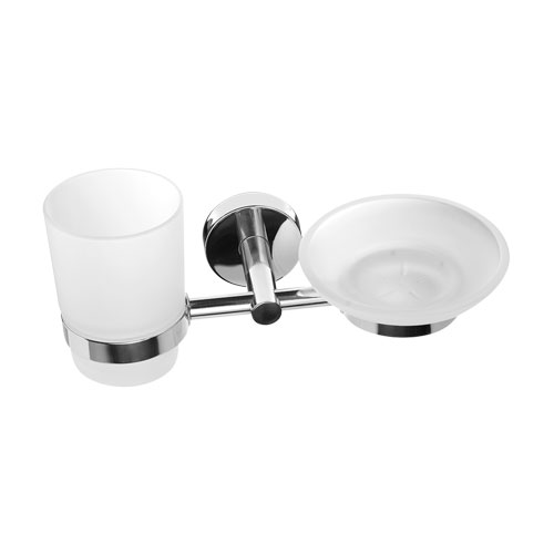 Držák kartáčků a mýdlenka, nerez/sklo, povrch lesklý
(SLZD 17)