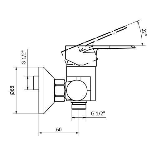 Baterie sprchová nástěnná bez příslušenství, rozteč 150 mm, chrom, TRINNITY NEW