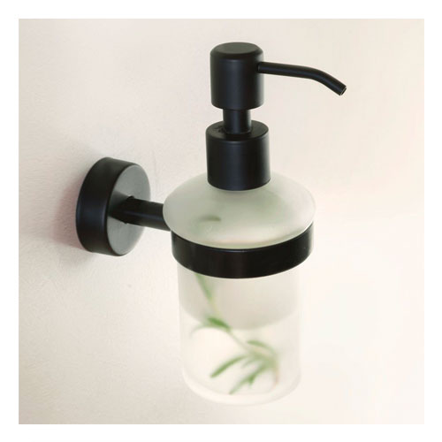 Dávkovač tekutého mýdla, nerez/sklo, povrch černý matný
(SLZD 14N)
