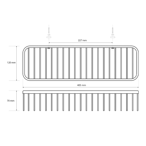 Polička do sprchy, drátěná, 405x70x120mm, CYTRO