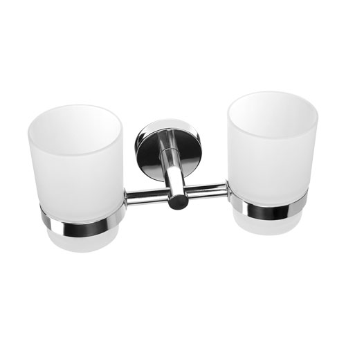 Držák kartáčků dvojitý, nerez/sklo, povrch lesklý
(SLZD 15)