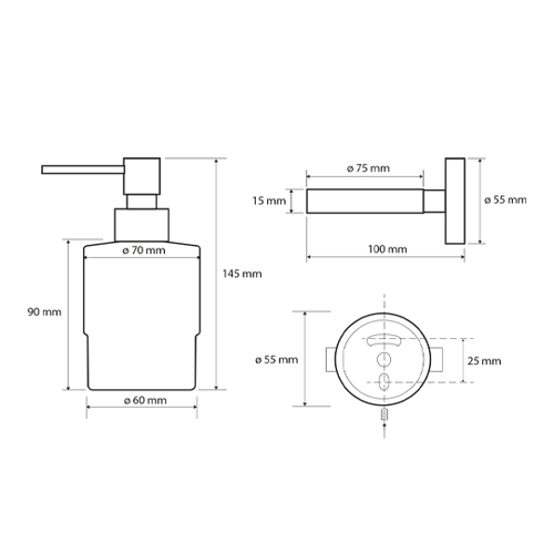 Dávkovač tekutého mýdla skleněný MINI, 200 ml WHITE