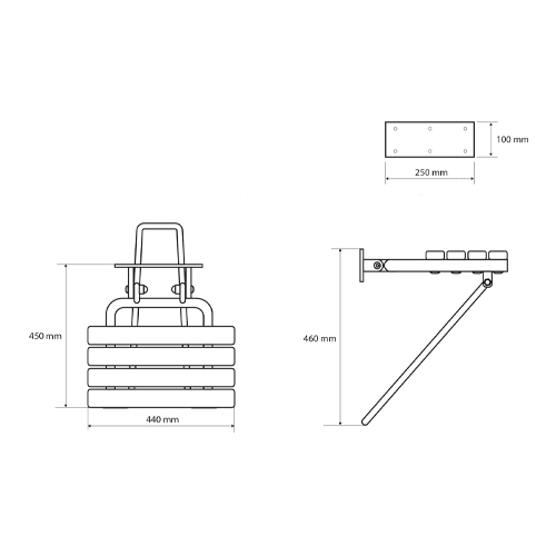 Sedačka do sprchy sklopná, úchyt nerez, sedák bílý
