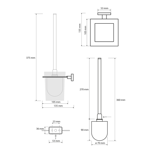 WC štětka, miska sklo, NIKI