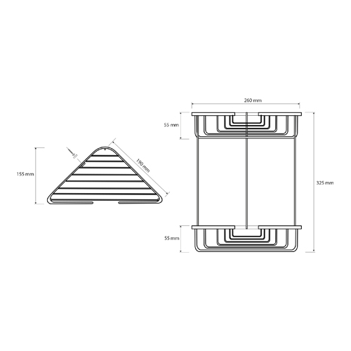 Polička dvojitá rohová, CYTRO