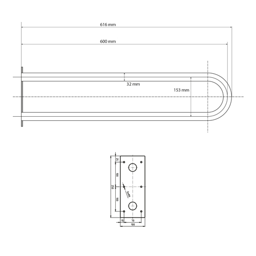 Madlo pevné nerezové d.550mm#