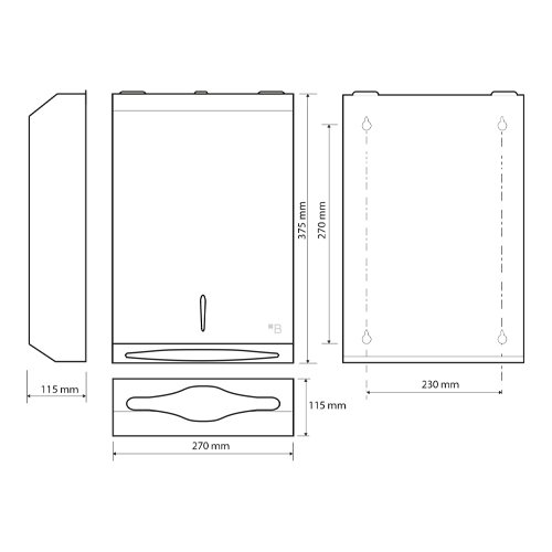 Zásobník na papírové ručníky nerez mat, 370 mm