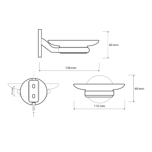 Mýdlenka skleněná, pískované sklo, ALFA