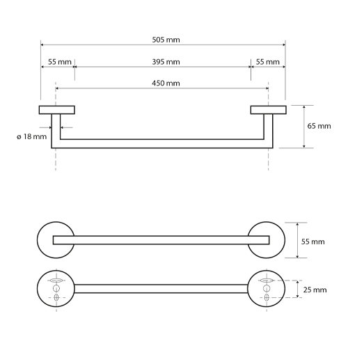 Držák ručníků 505 mm, OMEGA