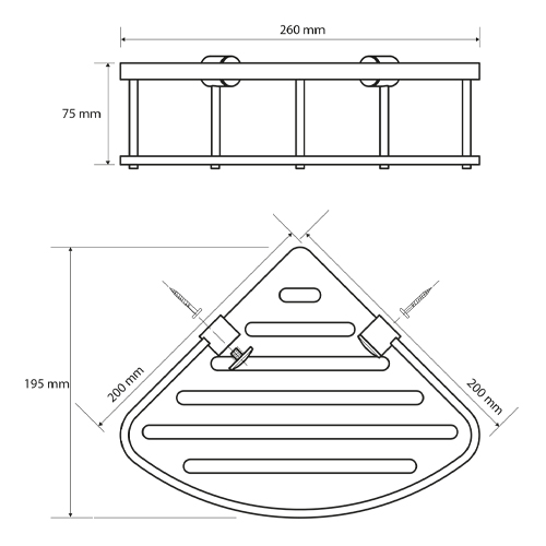 Polička akrylová rohová černá - lesklá, CYTRO