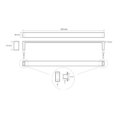 Držák ručníků 600 mm, GAMMA