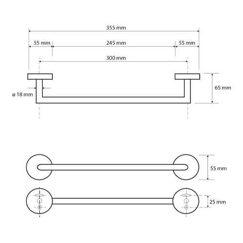 Držák ručníků 355 mm, OMEGA