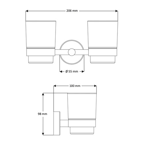 Držák kartáčků dvojitý, nerez/sklo, povrch černý matný
(SLZD 15N)