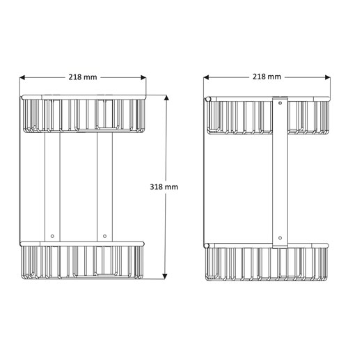 Dvojitá polička rohová, nerez, povrch černý matný
(SLZD 28N)