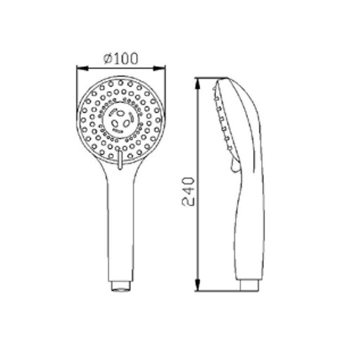 Růžice sprchová masážní ruční , 3-funkční, chrom, design, TRINNITY