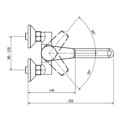 Baterie dřezová nástěnná, ploché S-ústí 180 mm (rozteč 100 mm), chrom, TRINNITY NEW