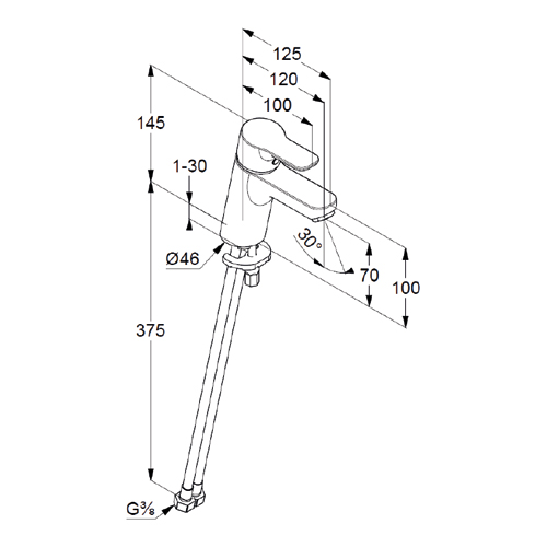 Baterie umyvadlová stojánková páková výšky 70 mm, bez odpadové soupravy, chrom, PURE&EASY