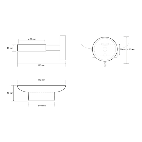 Mýdlenka skleněná 110 x 125 x 55 mm, NEO