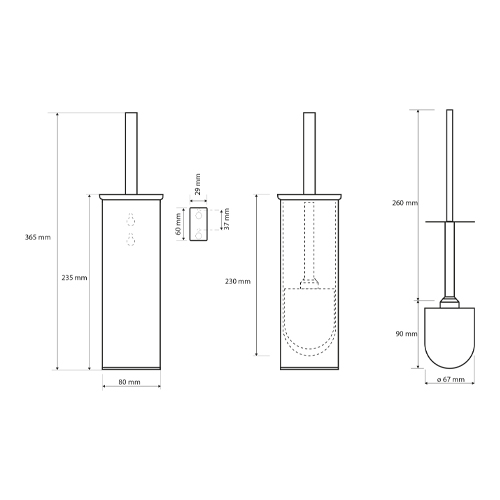 Štětka klozetová, nástěnná, chrom, PLAZA/VIA/BETA