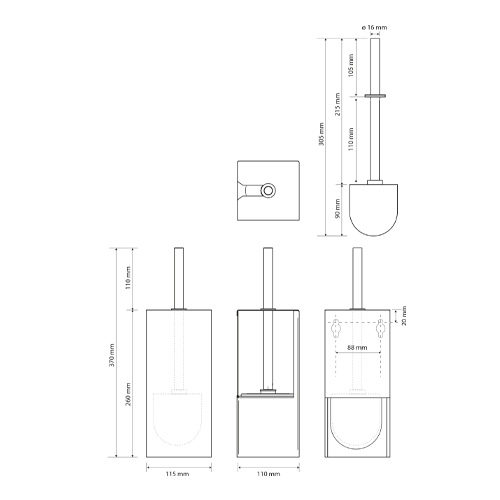 WC štětka na zavěšení, NIVA